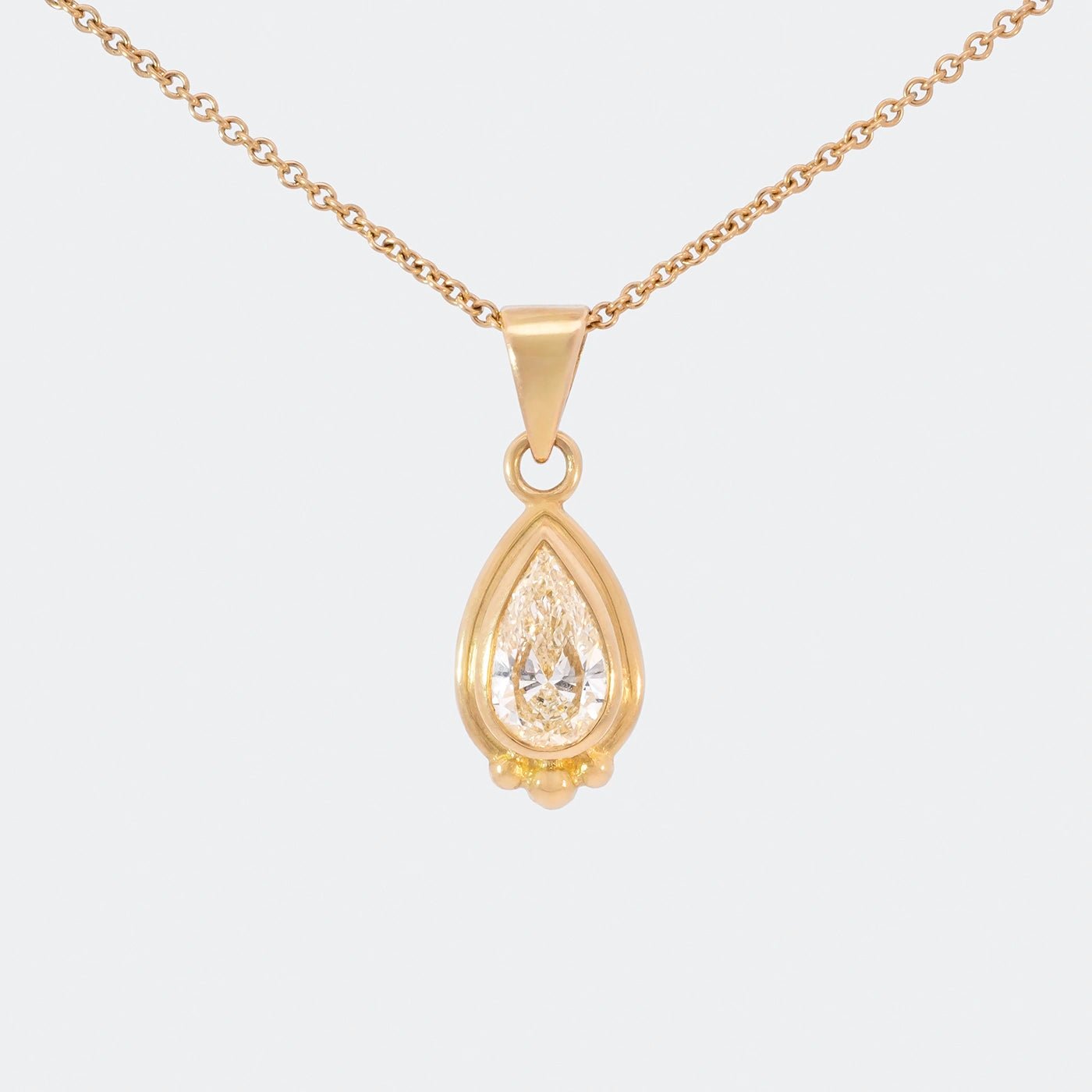 Anhaenger grosser Diamant Tropfen 1.0ct in Gelbgold Frontview