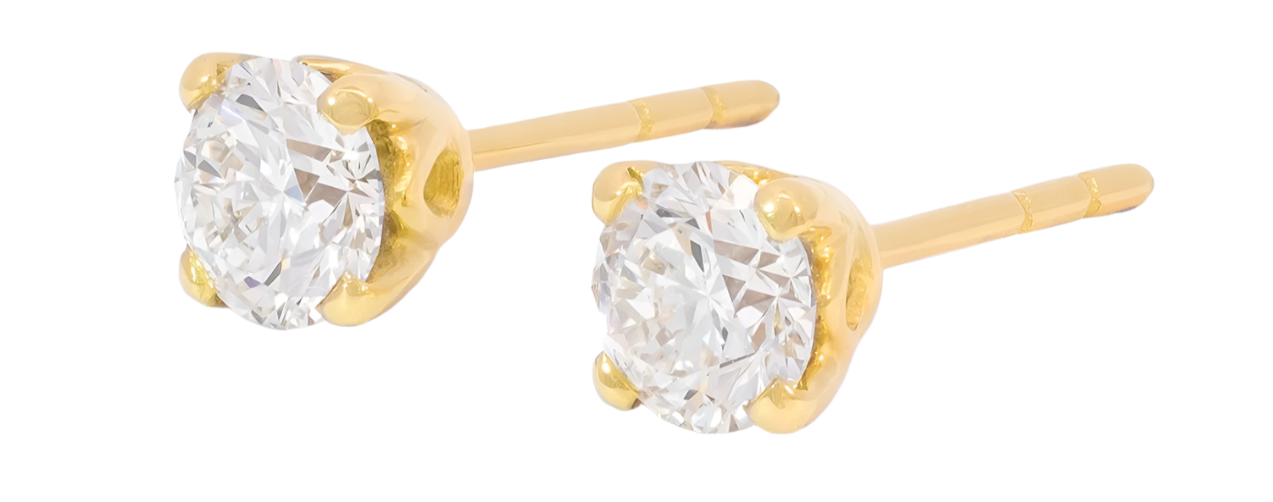 Ohrstecker Petite Fleur je 0.50ct Brillant Gelbgold Frontansicht 45Grad links gedreht